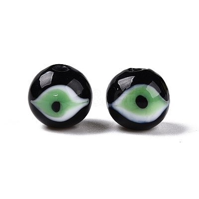 Handmad Evil Eye Round Lampwork Beads LAMP-T021-17E-1