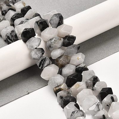 Natural Black Rutilated Quartz Beads Strands G-N327-05-01-1