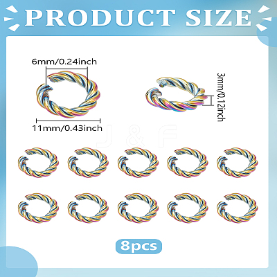 8Pcs 304 Stainless Steel Open Jump Rings STAS-LP0004-81-1
