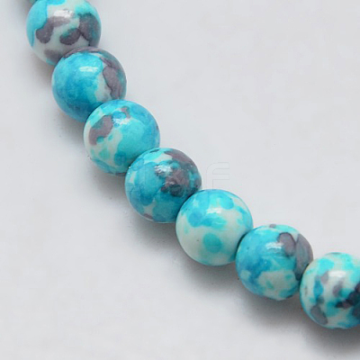 Synthetic Ocean White Jade Beads Strands G-L019-8mm-05-1