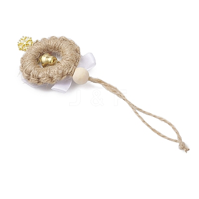 Christmas Wood & Polyester Bowknot Pendant Decorations HJEW-JM04193-03-1