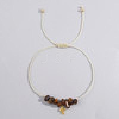 Bohemian Style Cross Natural Tiger Eye Braided Beaded Bracelets for Women XK2373-7-1