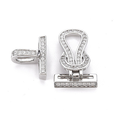 Brass Micro Pave Clear Cubic Zirconia Fold Over Clasps KK-S356-577-NF-1