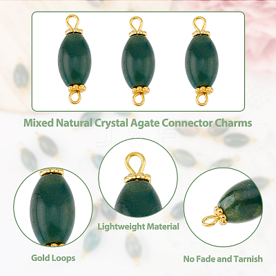 30Pcs Natural Moss Agate Connector Charms FIND-DC0003-54-1