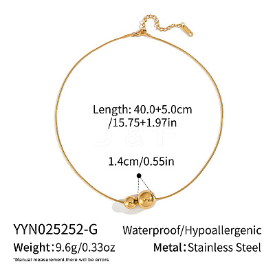 Minimalist 304 Stainless Steel Snake Chain Double Round Ball Pendant Necklaces for Women MF4676-1-1