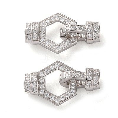 925 Sterling Silver Micro Pave Clear Cubic Zirconia Fold Over Clasps STER-K176-24P-1