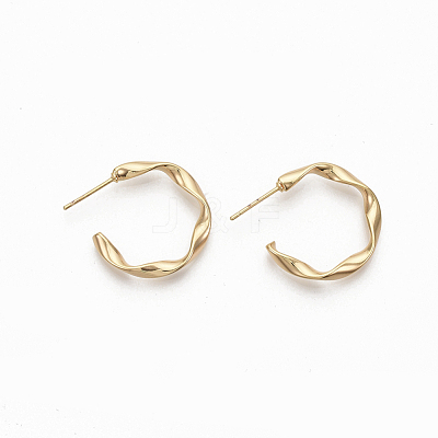 Semicircular Brass Stud Earrings KK-Q762-016G-NF-1