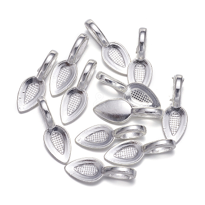 Tibetan Style Alloy Glue-on Flat Pad Bails X-TIBEP-AB3348Y-S-NF-1