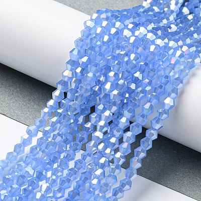 Imitation Jade Electroplate Glass Beads Strands GLAA-F029-J4mm-A04-1