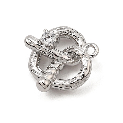 Brass Micro Pave Clear Cubic Zirconia Charms CU-CBA3D76-06P-1