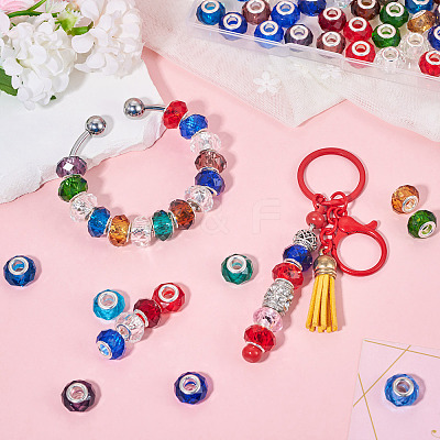 68Pcs 17 Colors Transparent Glass European Beads GPDL-SW0001-02-1