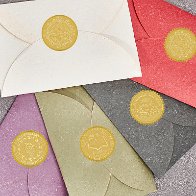 Plastic Self Adhesive Gold Foil Embossed Stickers DIY-WH0211-016-1