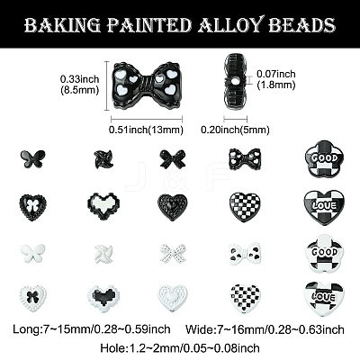 20Pcs 20 Styles Baking Paint Alloy Beads FIND-CJ0003-34-1