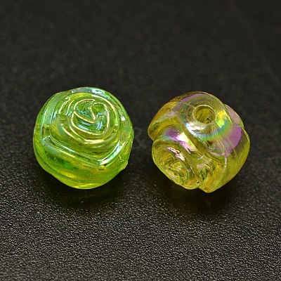 AB Color Plated Flower Electroplated Eco-Friendly Transparent Acrylic Beads PACR-I001-M-1