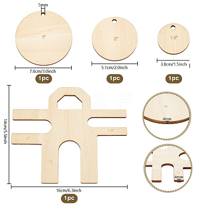 4Pcs Unfinished Wood Yarn Ball Making Tools AJEW-WH0596-590-1