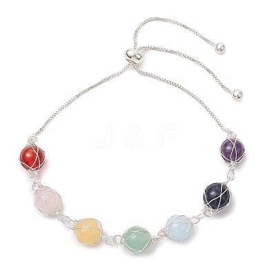 Natural Gemstone Slider Bracelets for Women BJEW-JB11131-02-1
