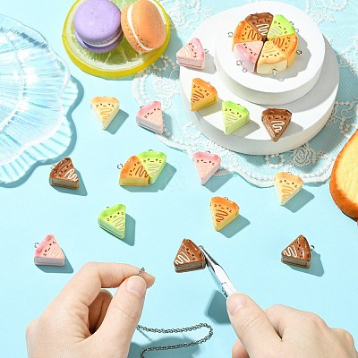 40Pcs 5 Colors Opaque Resin Pendants RESI-CJ0004-80-1