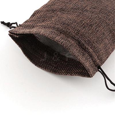Polyester Imitation Burlap Packing Pouches Drawstring Bags ABAG-R004-14x10cm-10-1