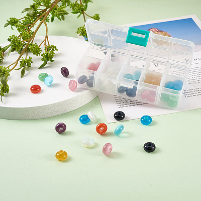 50Pcs 10 Colors Cat Eye European Beads G-CW0001-02-1