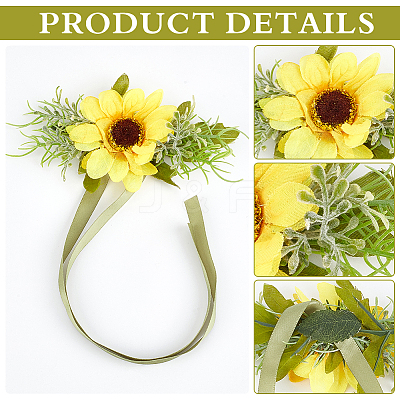 4Pcs Cloth Imitation Sunflower Wrist Corsages AJEW-CP0008-43-1