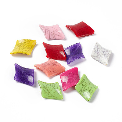 Crackle Opaque Acrylic Beads OACR-C006-47-1