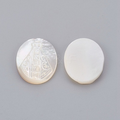 Natural White Shell Mother of Pearl Shell Cabochons SHEL-P072-01-1