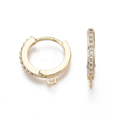Brass Micro Pave Cubic Zirconia Huggie Hoop Earring Findings X-KK-T063-013-NF-1