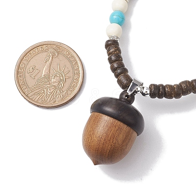 Natural Wenge Wood Pendant Necklaces NJEW-JN04791-02-1