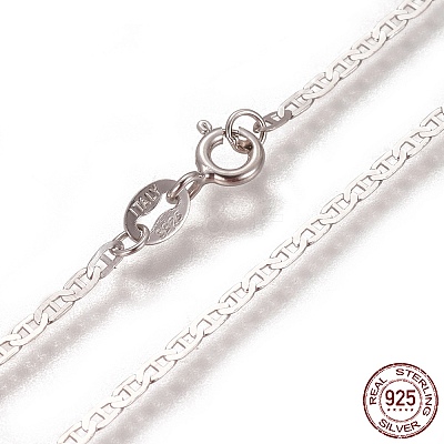 Anti-Tarnish Rhodium Plated 925 Sterling Silver Mariner Link Chain Necklaces STER-L059-11P-1