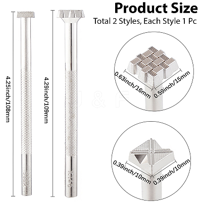 2Pcs 2 Styles DIY Alloy Steel Leathercraft Stamps TOOL-GF0003-53A-1