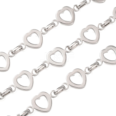 304 Stainless Steel Heart Link Chains SA-CBAE0F2-01P-1