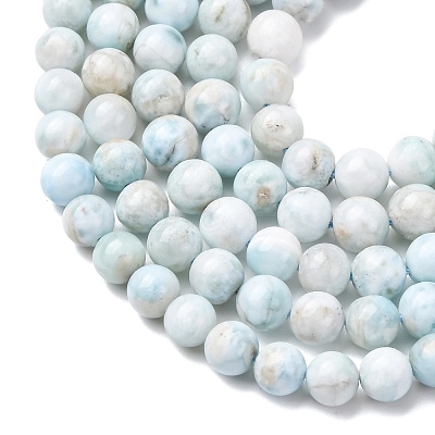 Natural Larimar Beads Strands G-B156-A01-6mm-01-1