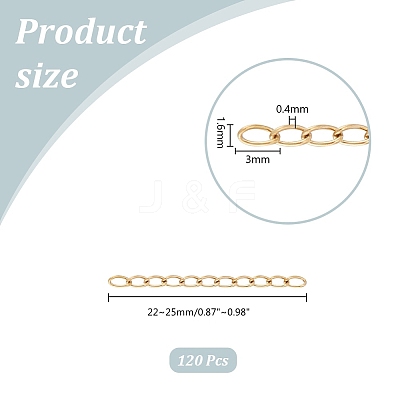 120Pcs 304 Stainless Steel Curb Chains Extender STAS-UN0059-36G-1