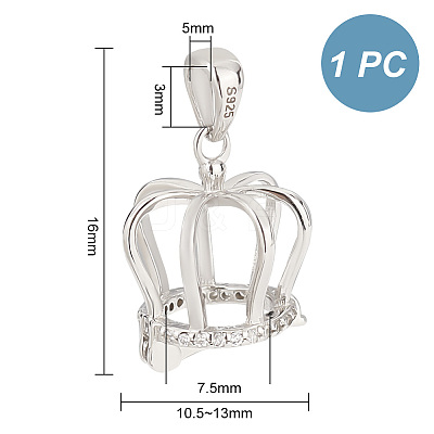 Anti-Tarnish 1Pc 925 Sterling Silver Micro Pave Cubic Zirconia Pendants STER-PH0001-24P-1
