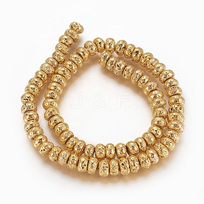 Electroplated Natural Lava Rock Beads Strands G-P400-06G-1