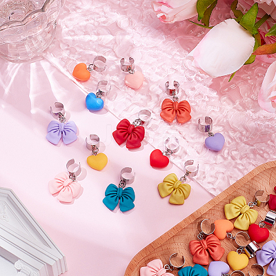 24Pcs 12 Styles Heart & Bowknot Resin Stethoscope Pendant Decorations HJEW-SP0001-58-1