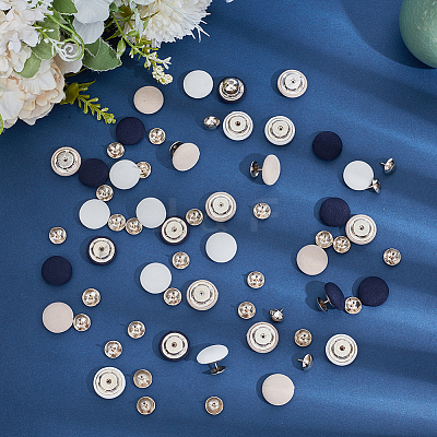 36Pcs 3 Colors Flat Round Cloth Cap Nail Buttons BUTT-CY0001-34-1
