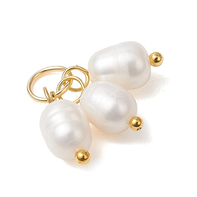 Natural Cultured Freshwater Pearl 3 Rice Charms PALLOY-JF05056-01-1