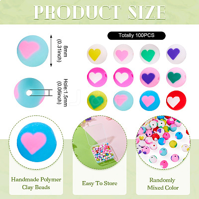 100Pcs Handmade Polymer Clay Beads CLAY-TA0001-82B-1