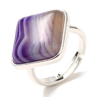 Natural Banded Agate Adjustable Rings RJEW-H240-01S-11-1