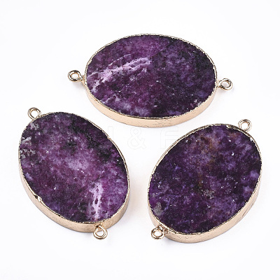 Electroplate Natural Lepidolite/Purple Mica Stone Links connectors G-T111-06G-1