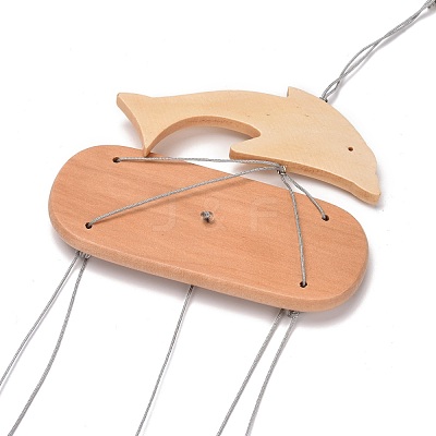 Wood & Natural Dye Agate Wind Chime Pendants HJEW-H054-05-1