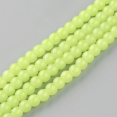 Baking Paint Imitation Jade Glass Round Bead Strands X-DGLA-Q021-10mm-08-1