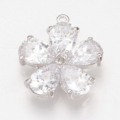 Brass Cubic Zirconia Pendants X-ZIRC-Q002-120P-1