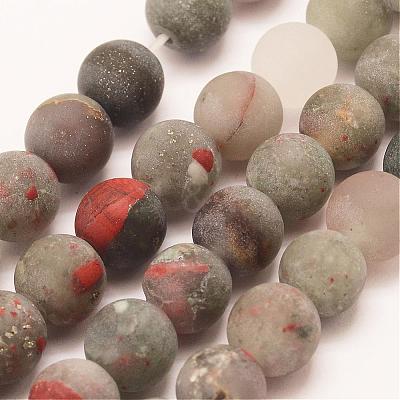 Natural African Bloodstone Beads Strands G-P295-05-6mm-1