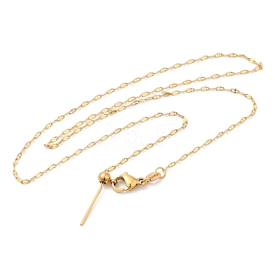 304 Stainless Steel Dapped Chain Necklace for Women NJEW-G104-02G-1
