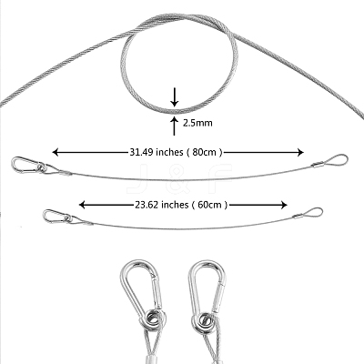 4Pcs 2 Style 304 Stainless Steel Safety Chain Wire Rope AJEW-SZ0001-71-1