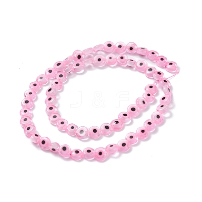 Handmade Evil Eye Lampwork Flat Round Bead Strands LAMP-L058-6mm-15-1