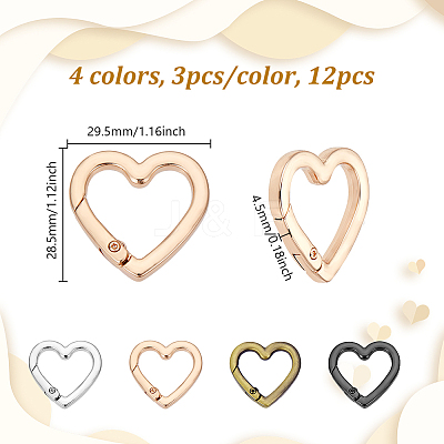 12Pcs 4 Colors Alloy Spring Gate Rings FIND-NB0006-20A-1