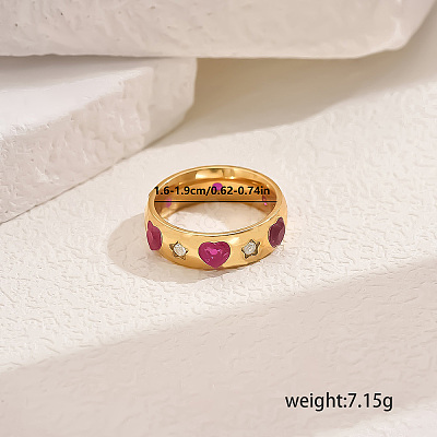 Heart Brass Micro Pave Cubic Zirconia Finger Rings for Women MC1356-1-1